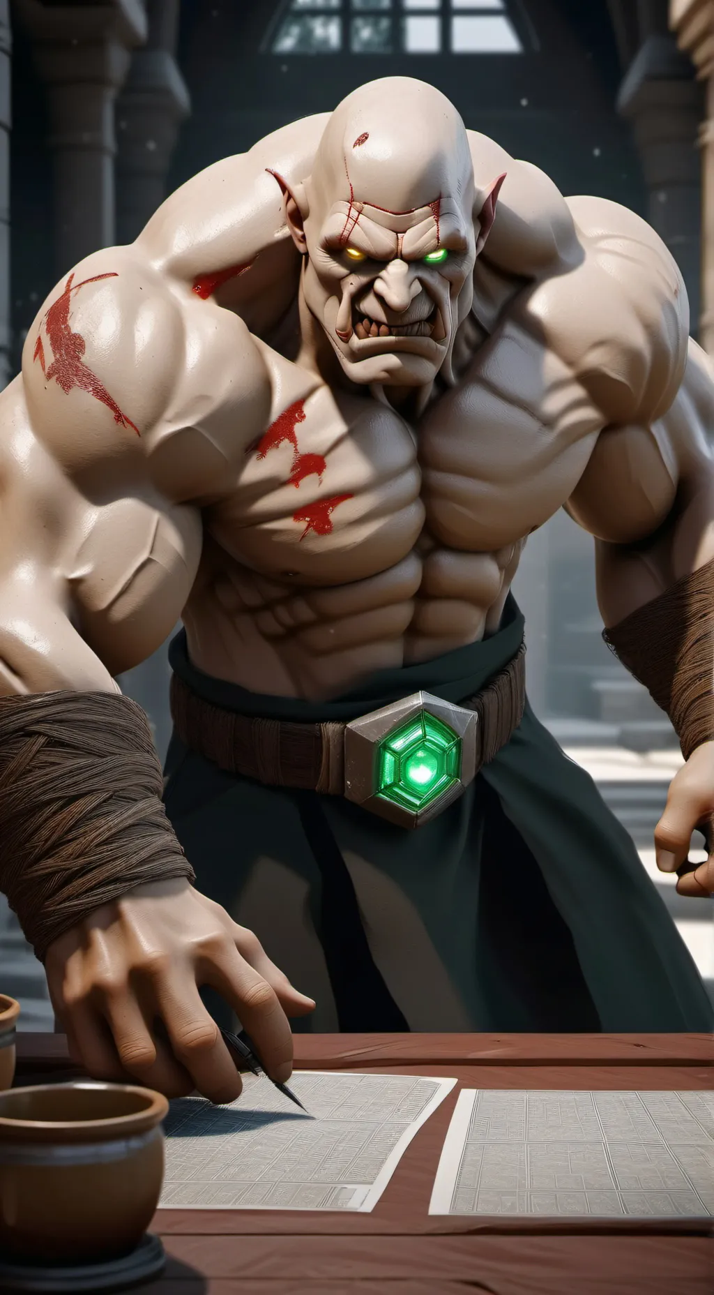 ai character: Sneaky golem background