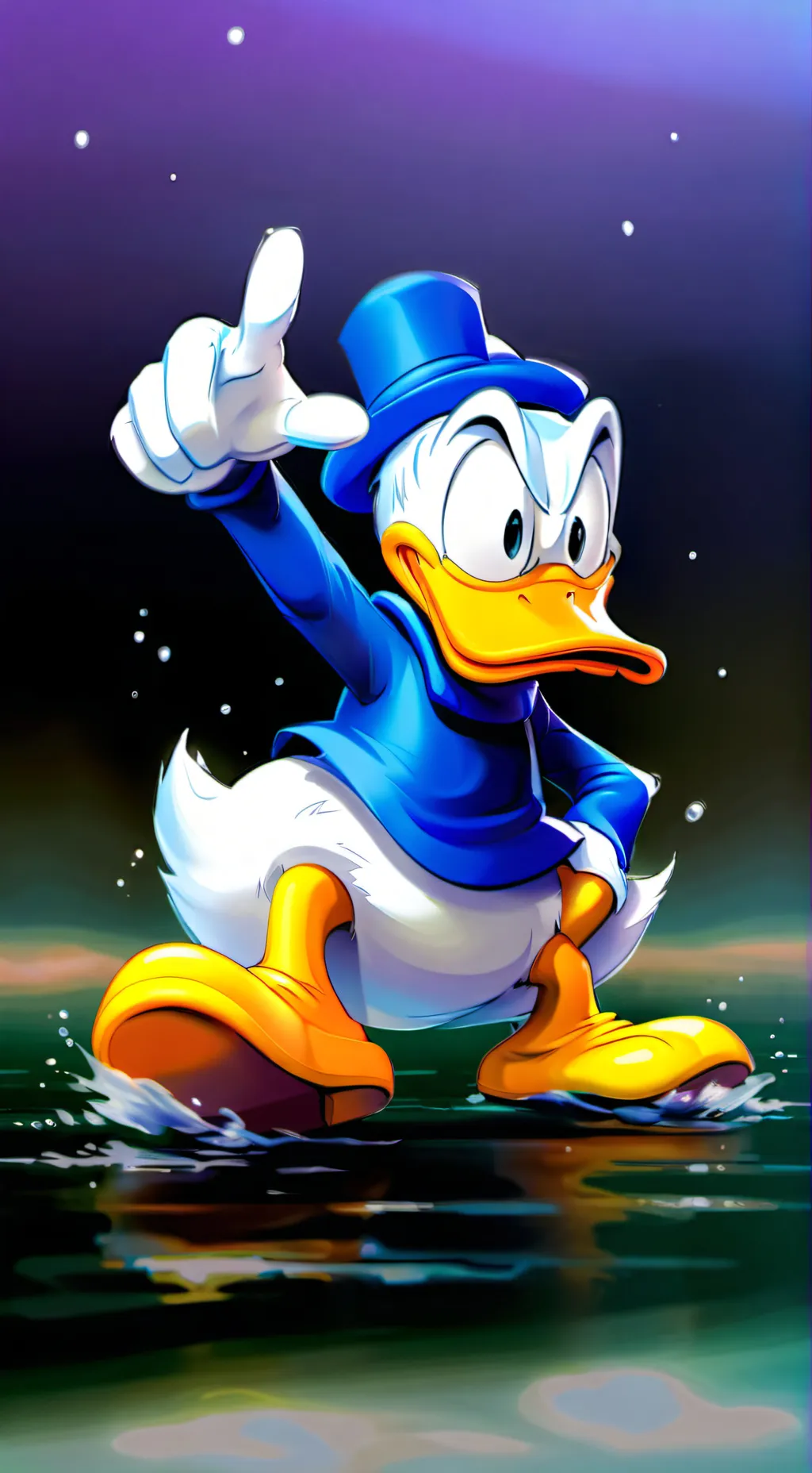 ai character: Donald Duck  background