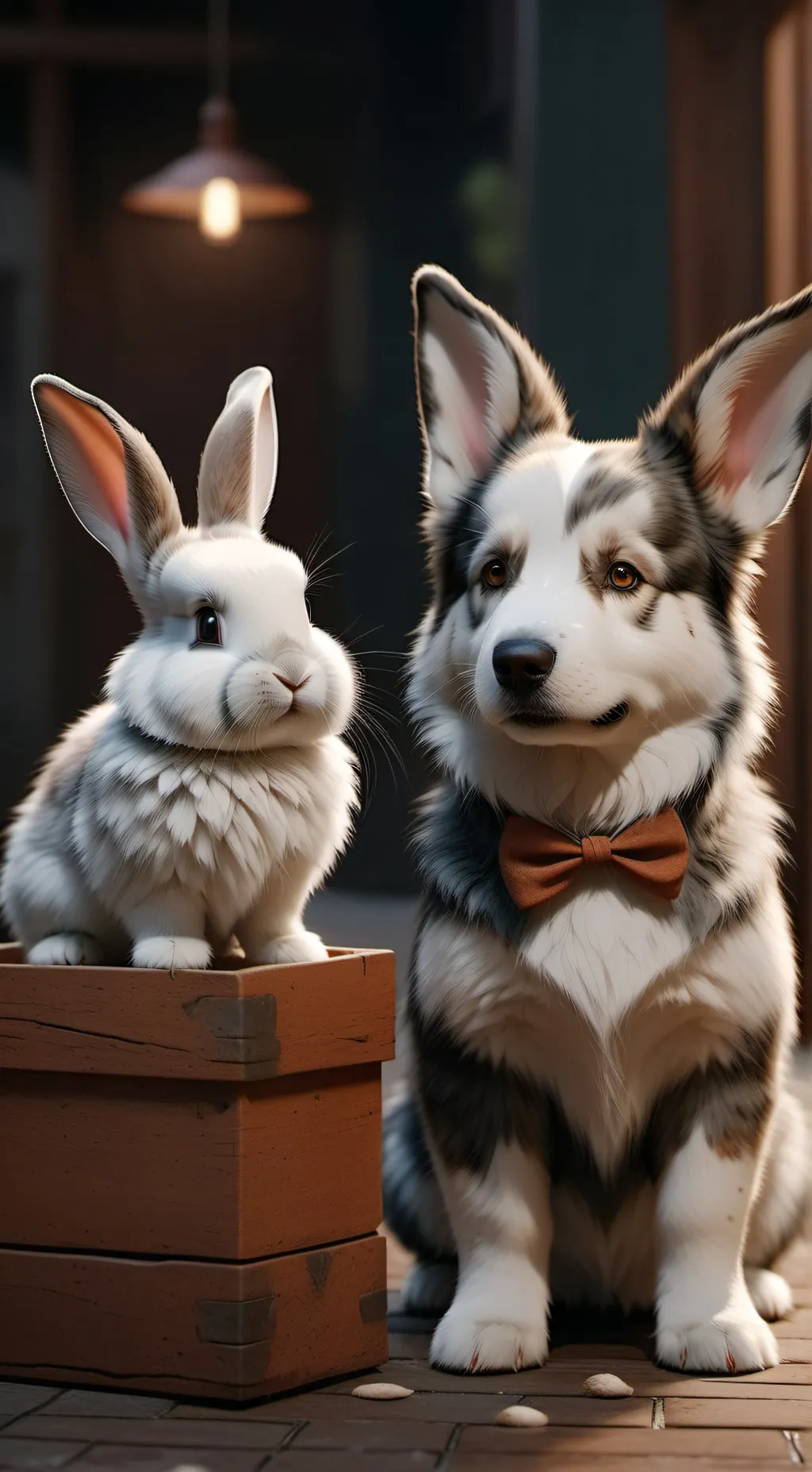 ai character: Bunny and Dog background