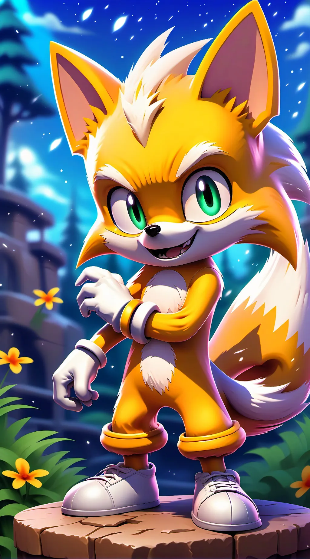 ai character: Miles Tails Prower background