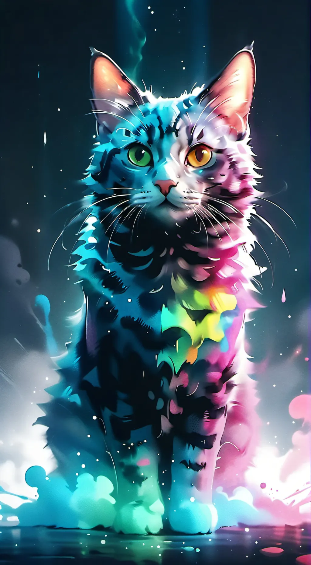 ai character: rainbow background