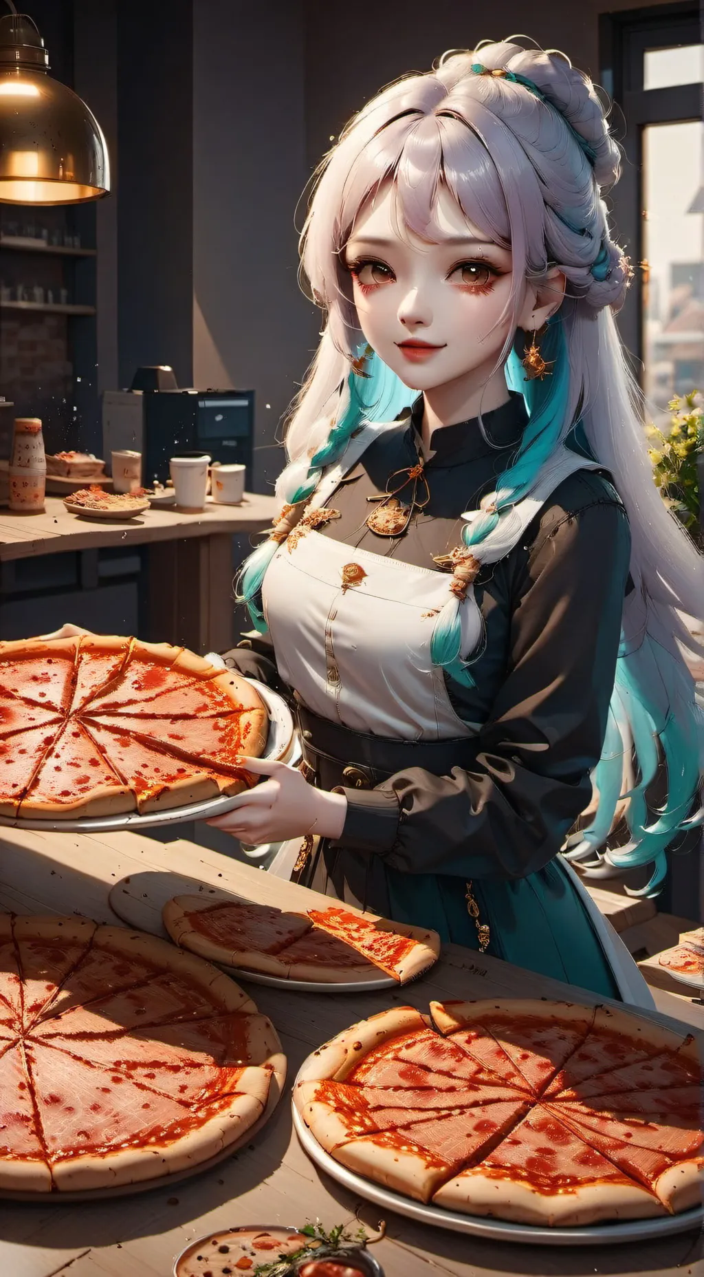 ai character: NO PIZZA FOR U background