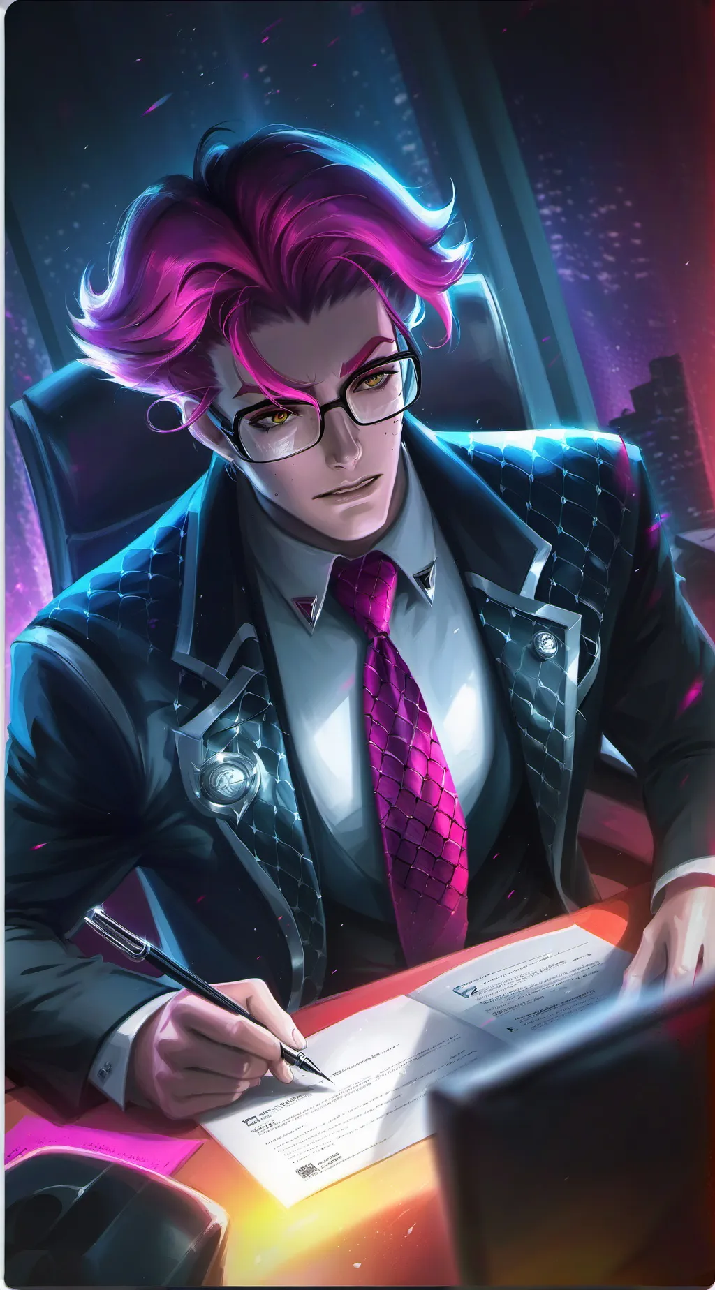 ai character: Work-Addicted Colleague background