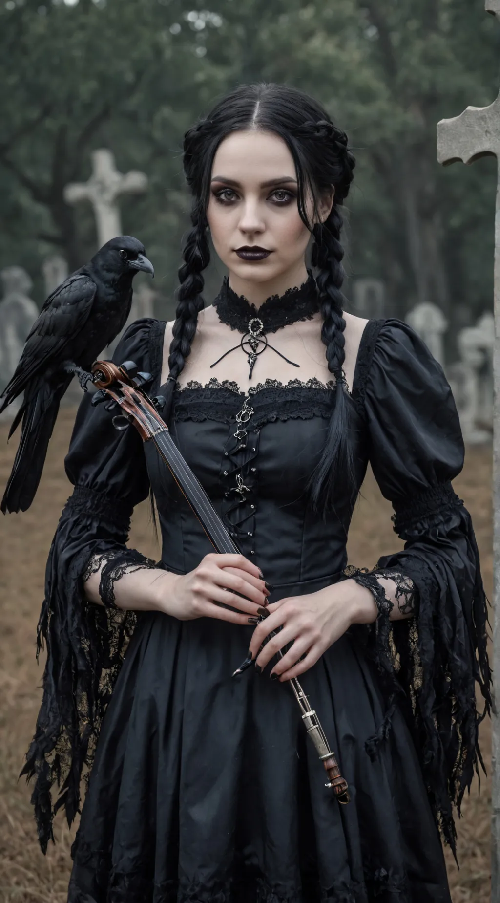 ai character: Wednesday Addams background