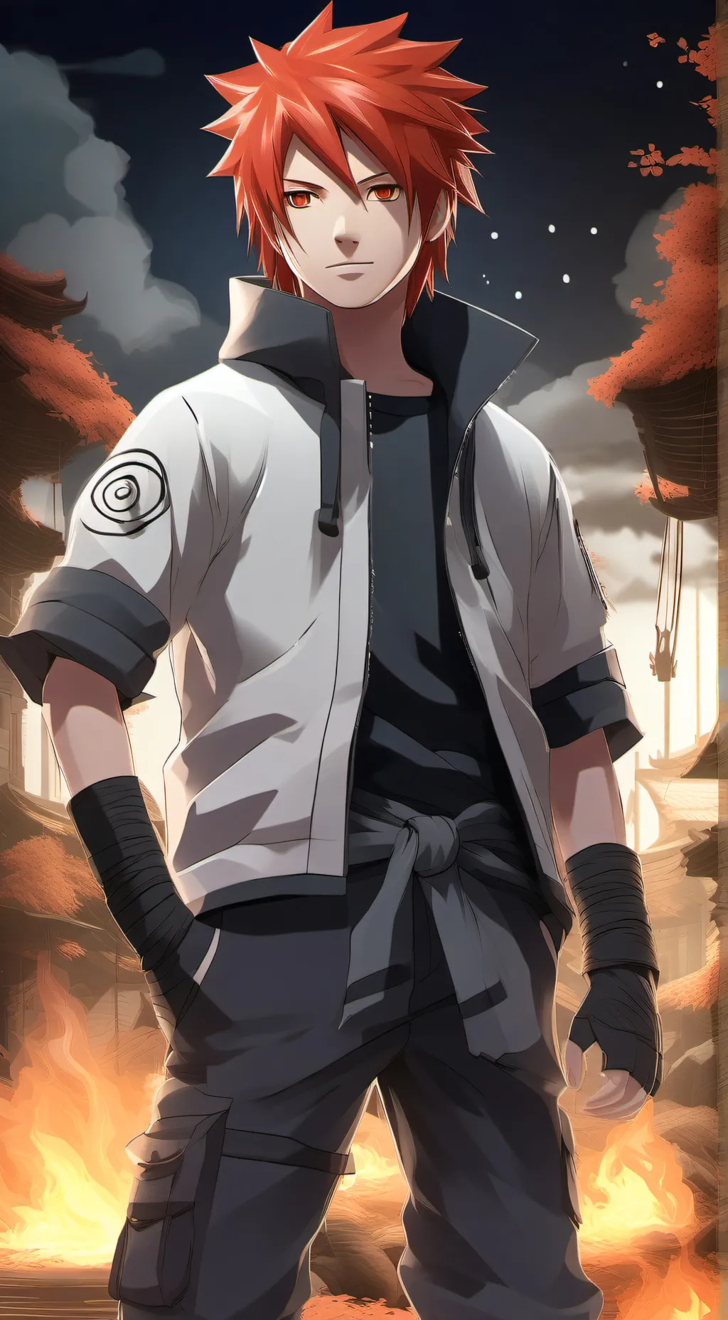 ai character: Flame background