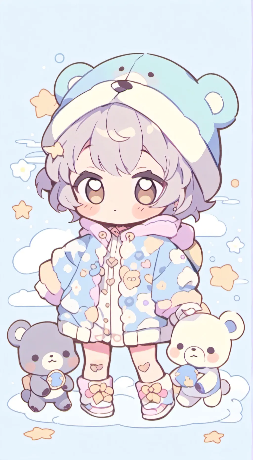 ai character: bebita en pijama background