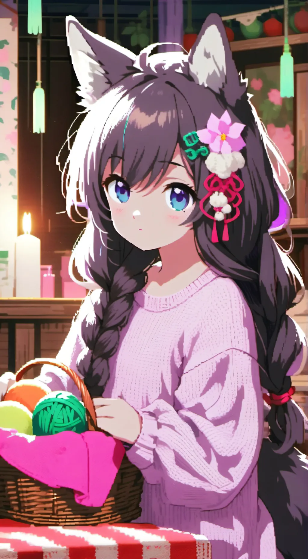ai character: Mystic Wolf Furry background