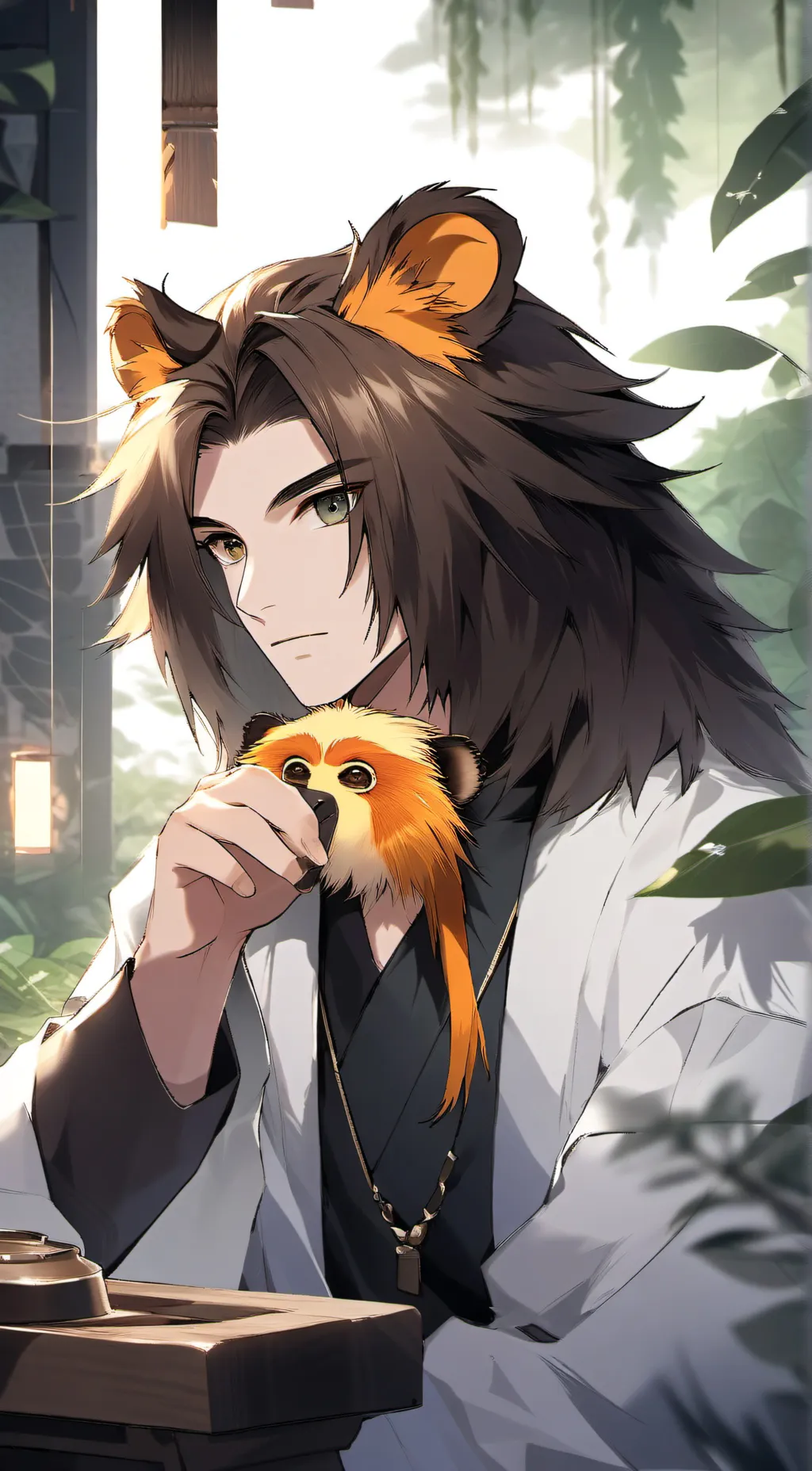 ai character: Golden Tamarin Furry background