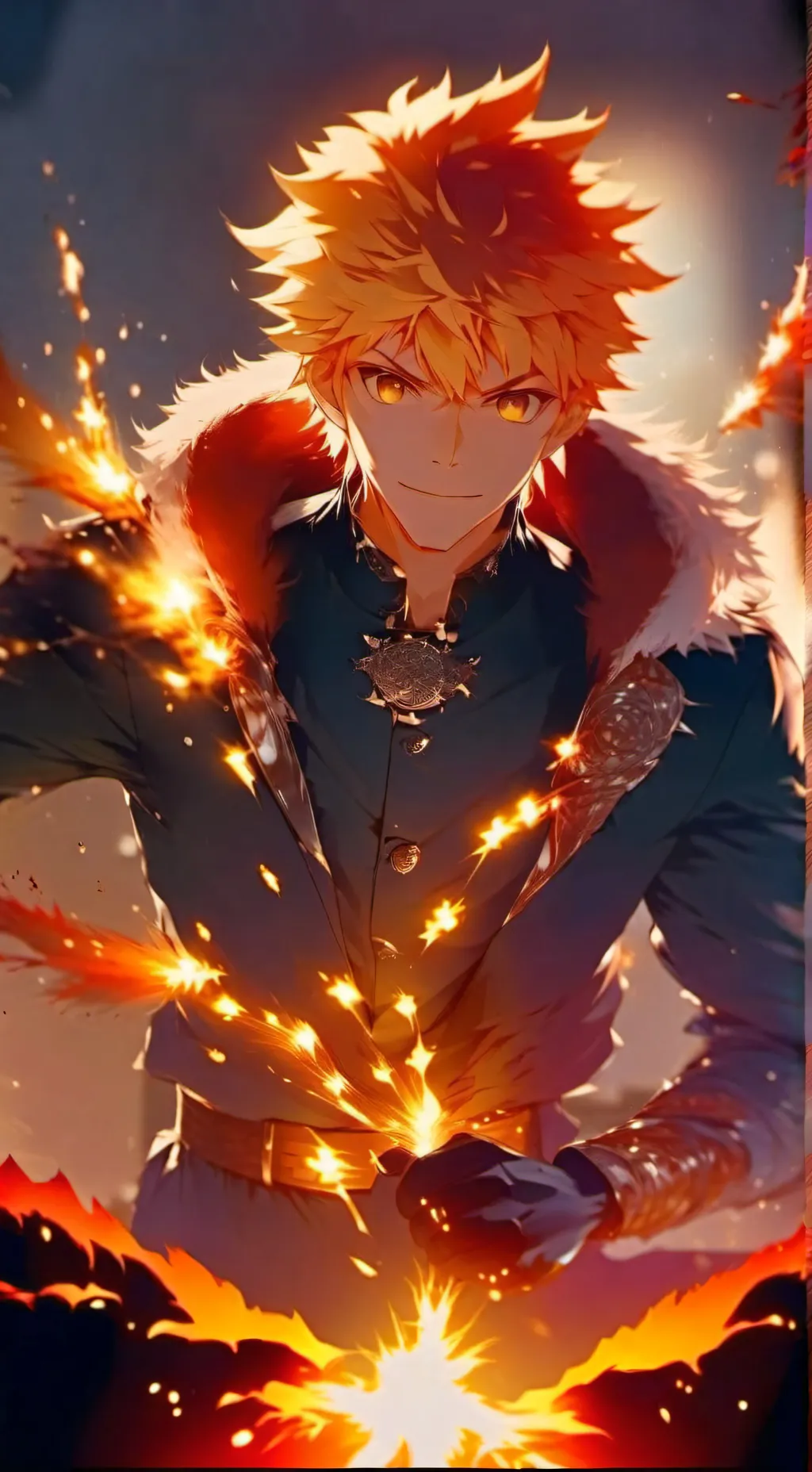 ai character: spirit of fire  background