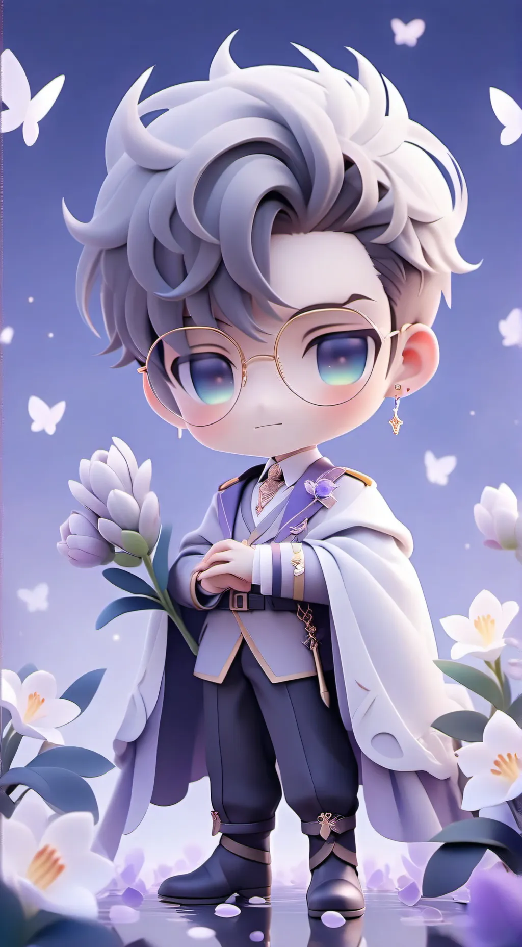 ai character: Indigo Hyacinth  background