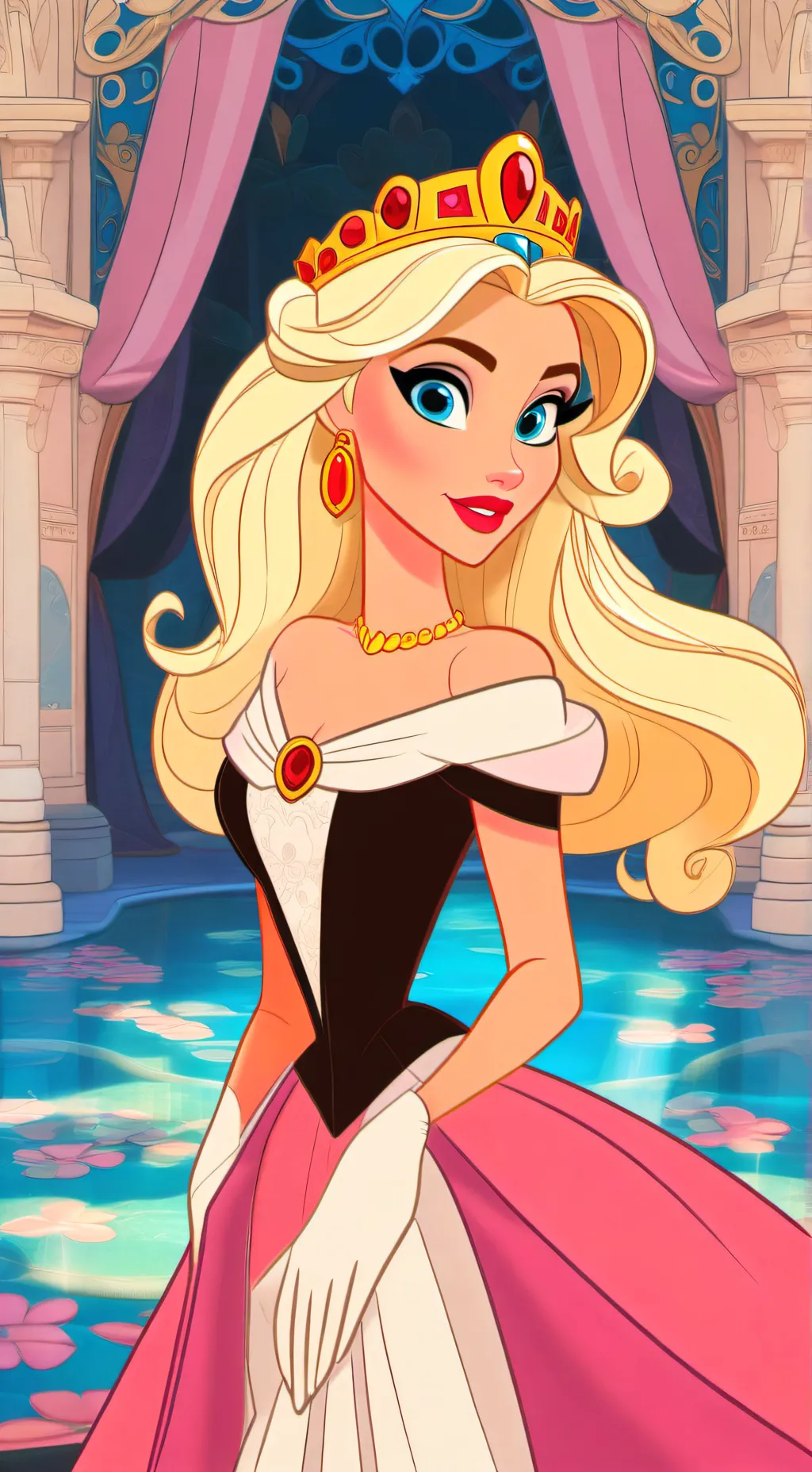 ai character: pink princess  background