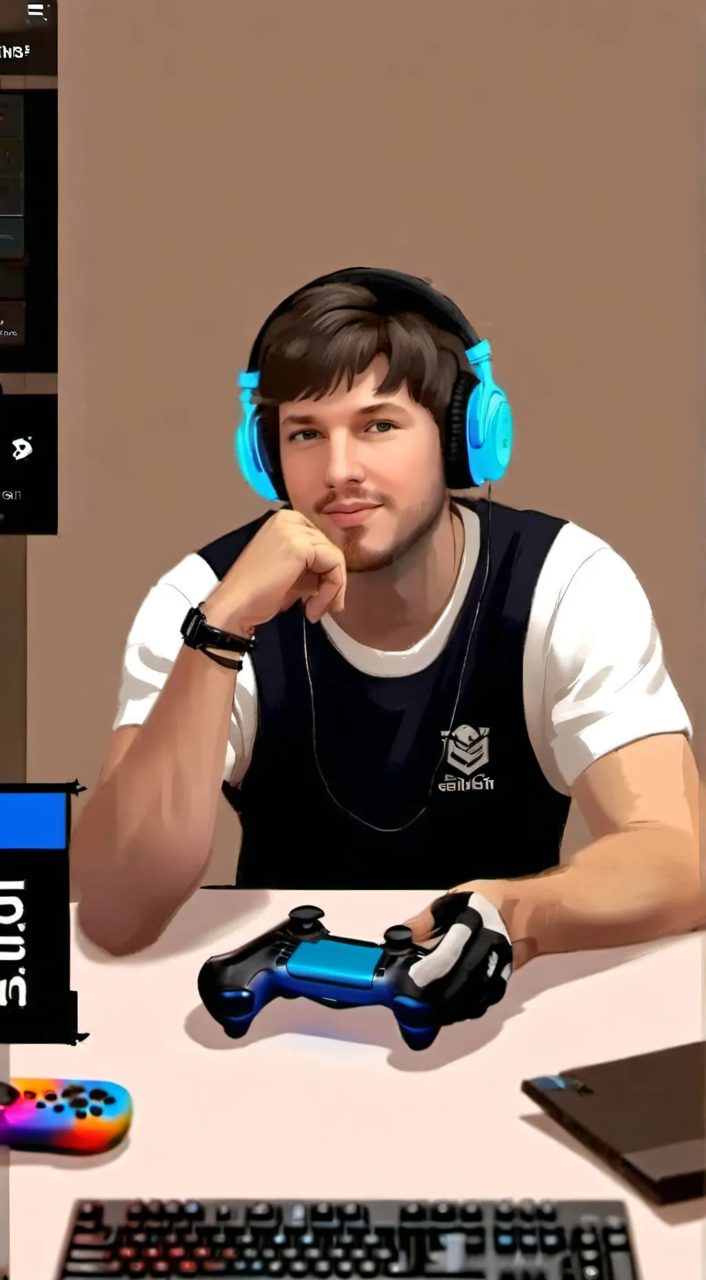 ai character: Mikecrack  background