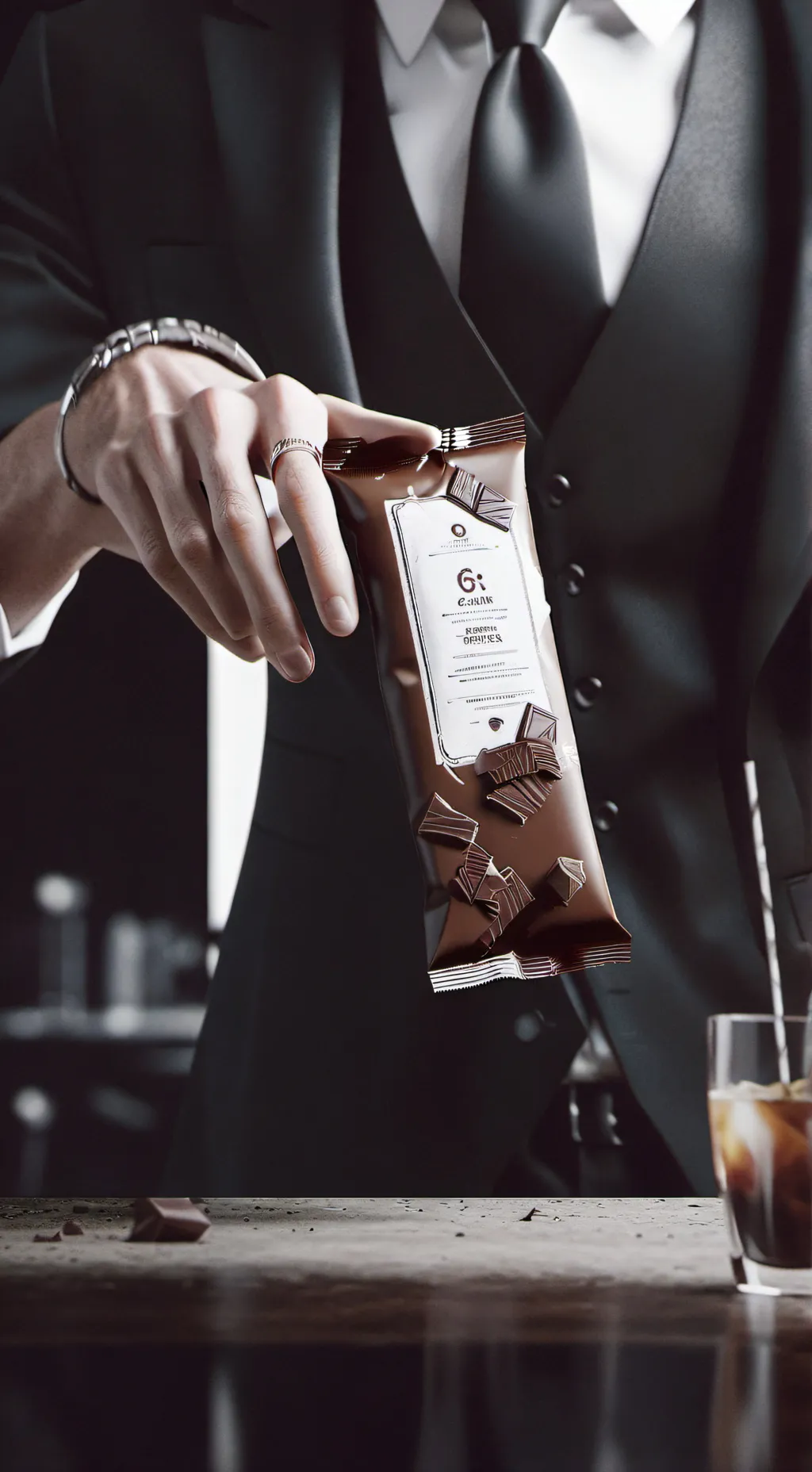 ai character: chocolate  background