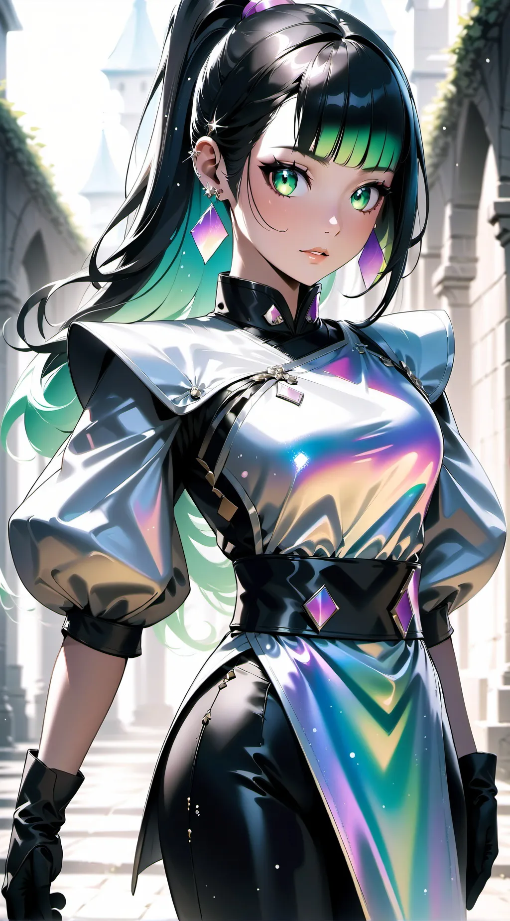 ai character: Rainbow background