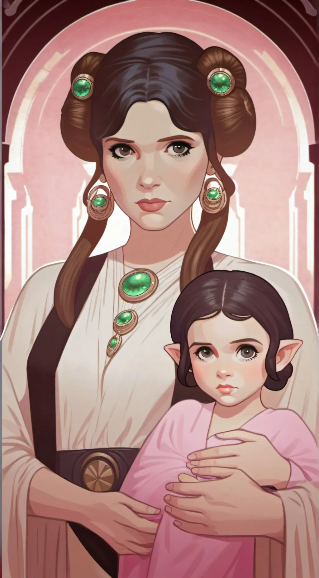 ai character: princess Leia zoie background