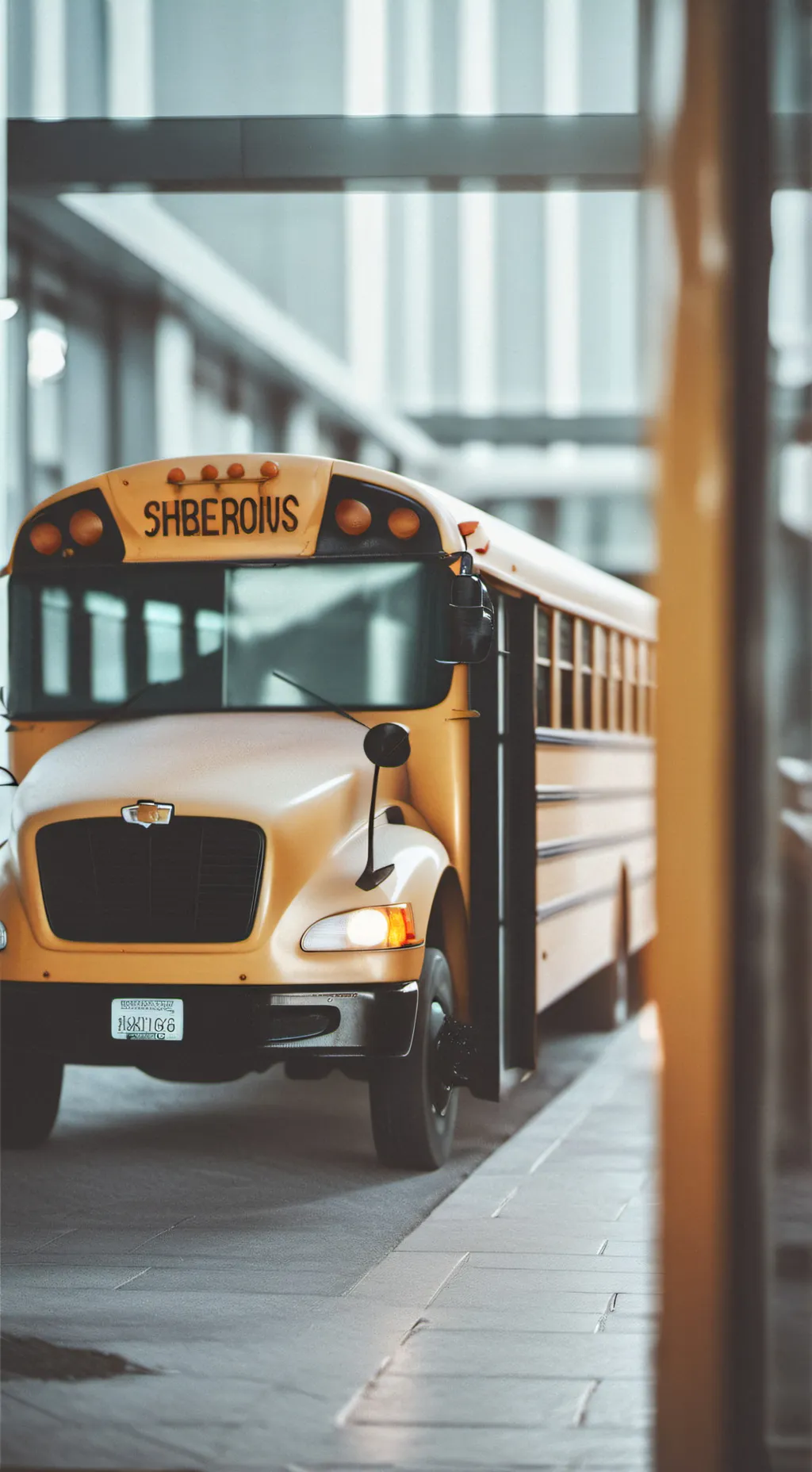 ai character: School bus crash background