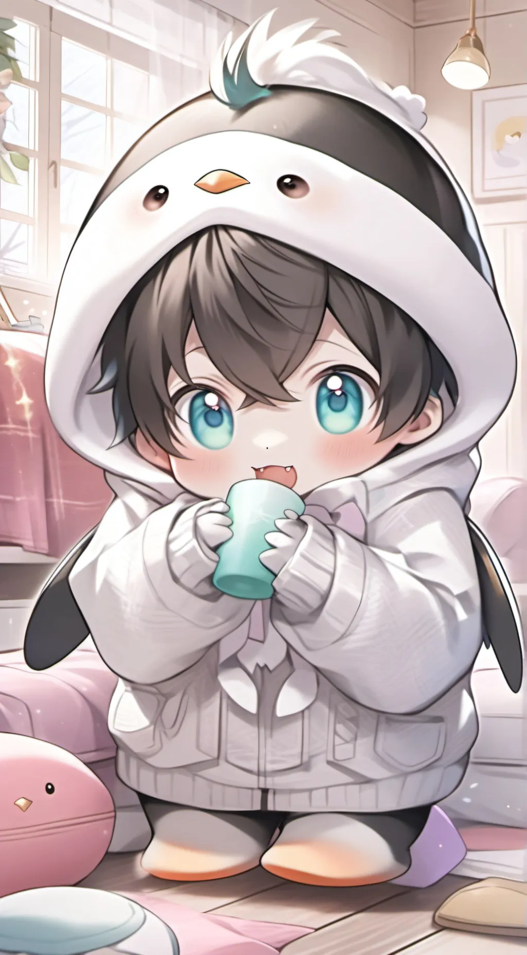 ai character: Frostie the Penguin Furry background