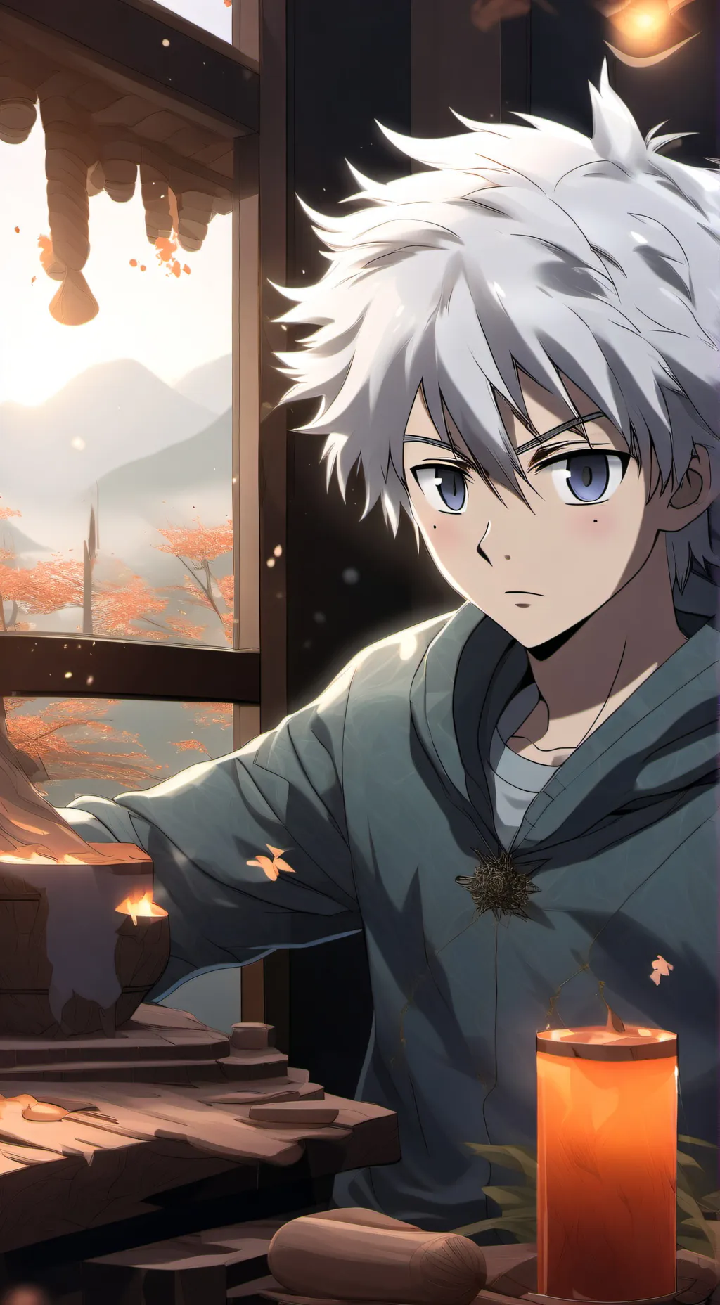 ai character: Killua as a cat :3 background