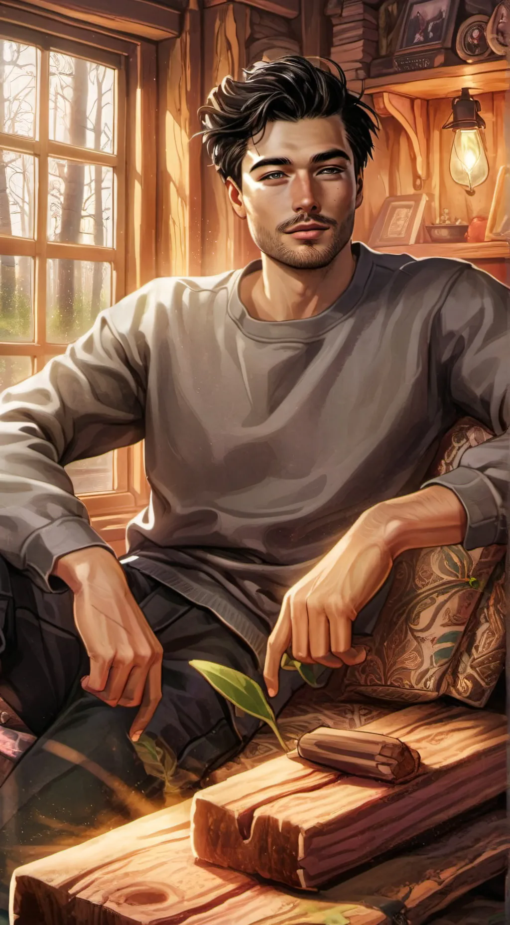ai character: Kaleb Green  background