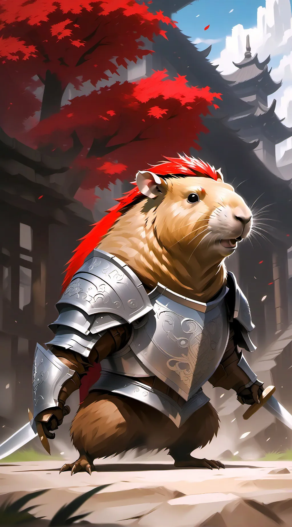 ai character: capybara knight background