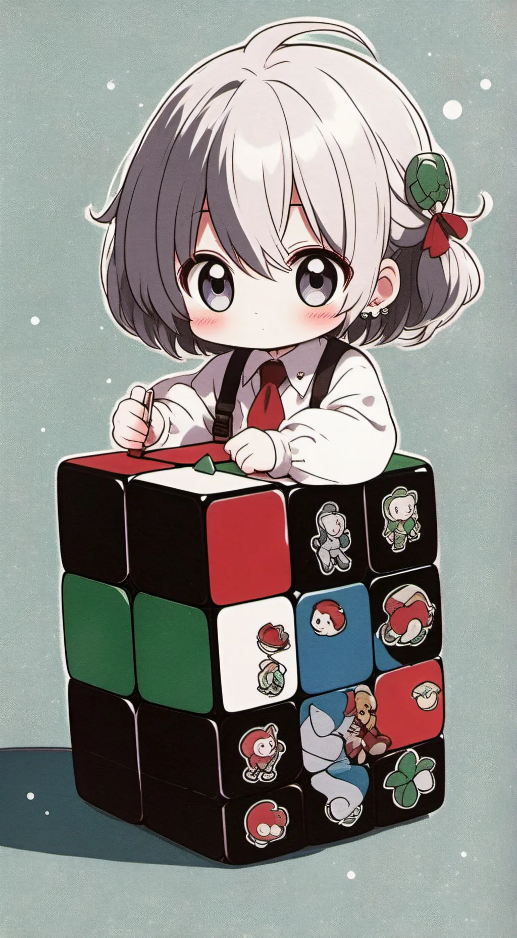 ai character: baby rubiks cube background