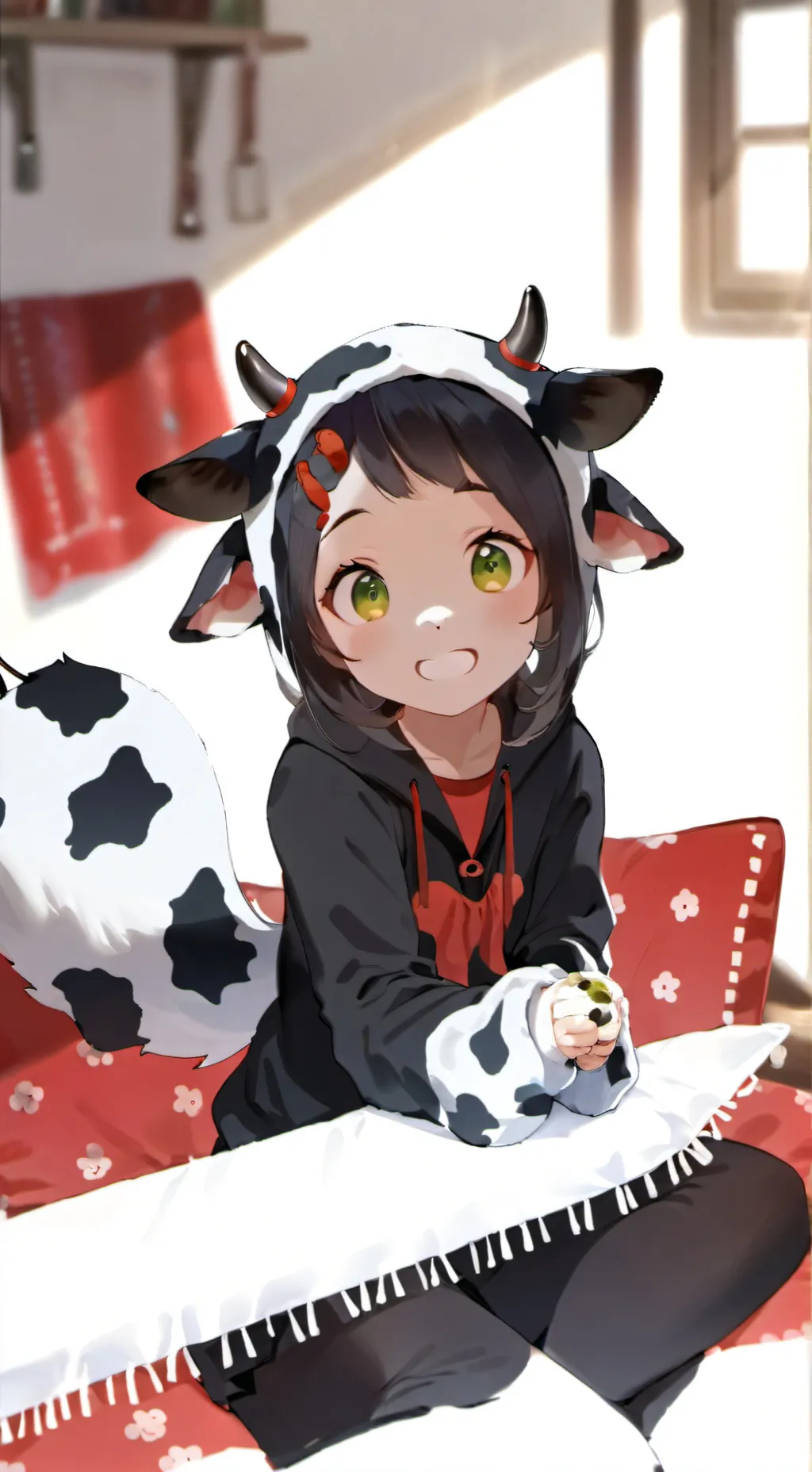 ai character: Cow print Furry Spirit background