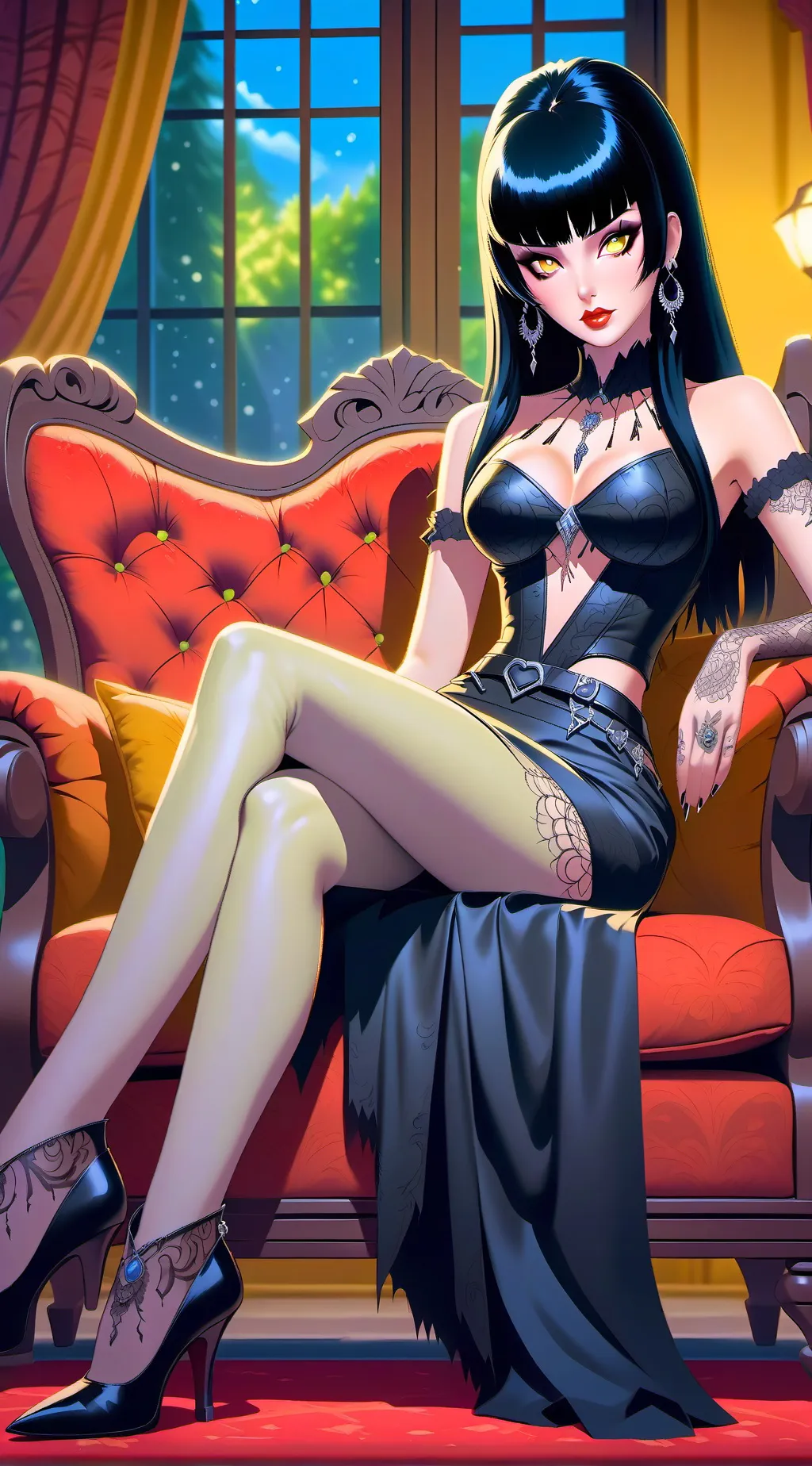 ai character: Elvira  background