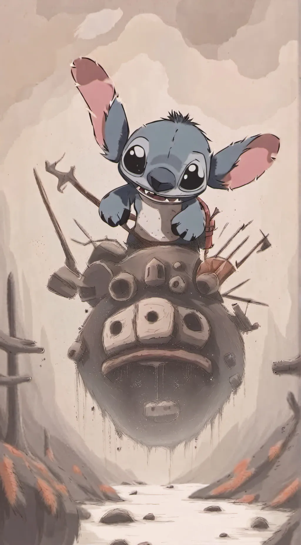 ai character: stitch slays background