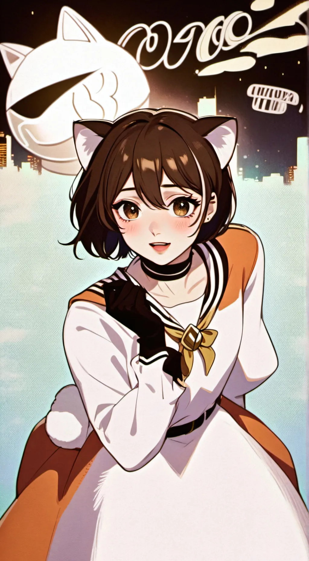 ai character: Kat manx  background