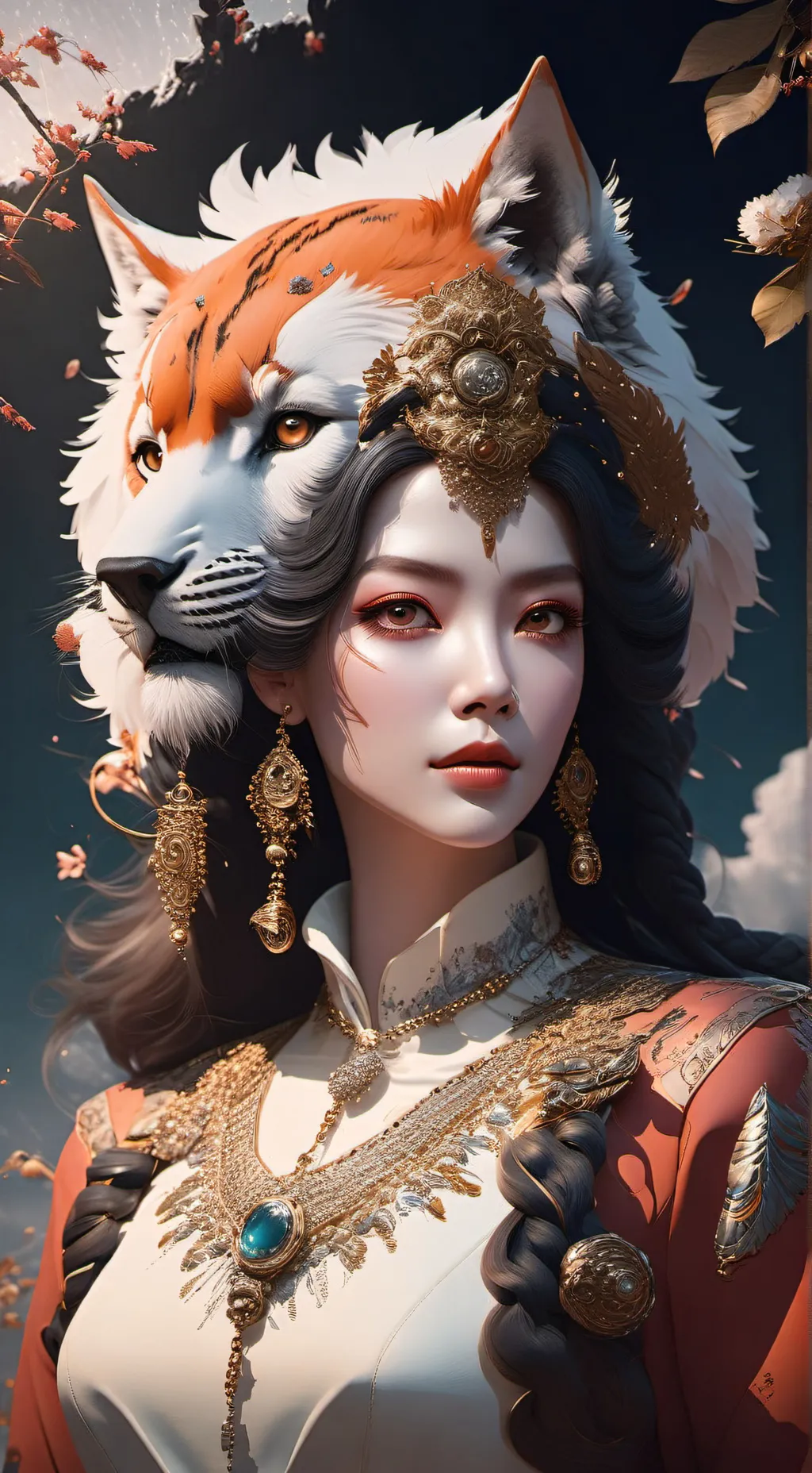 ai character: tiger girl  background