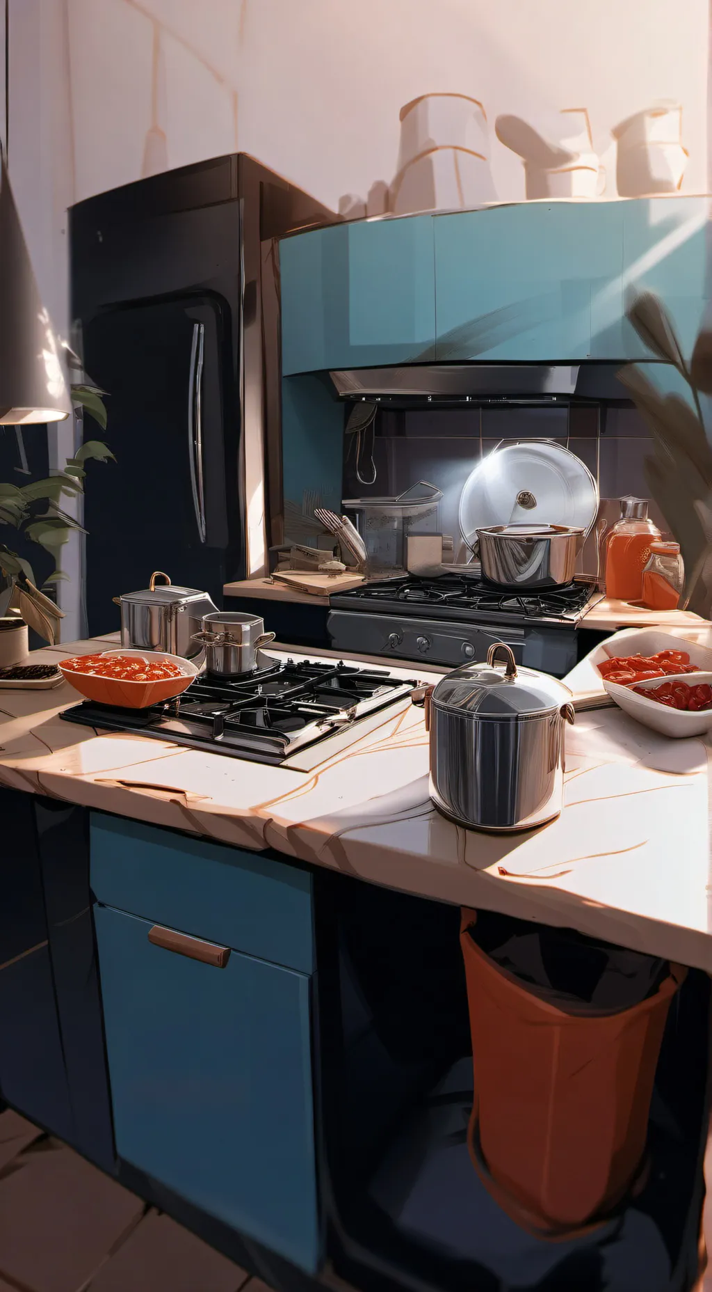 ai character: cooking video background