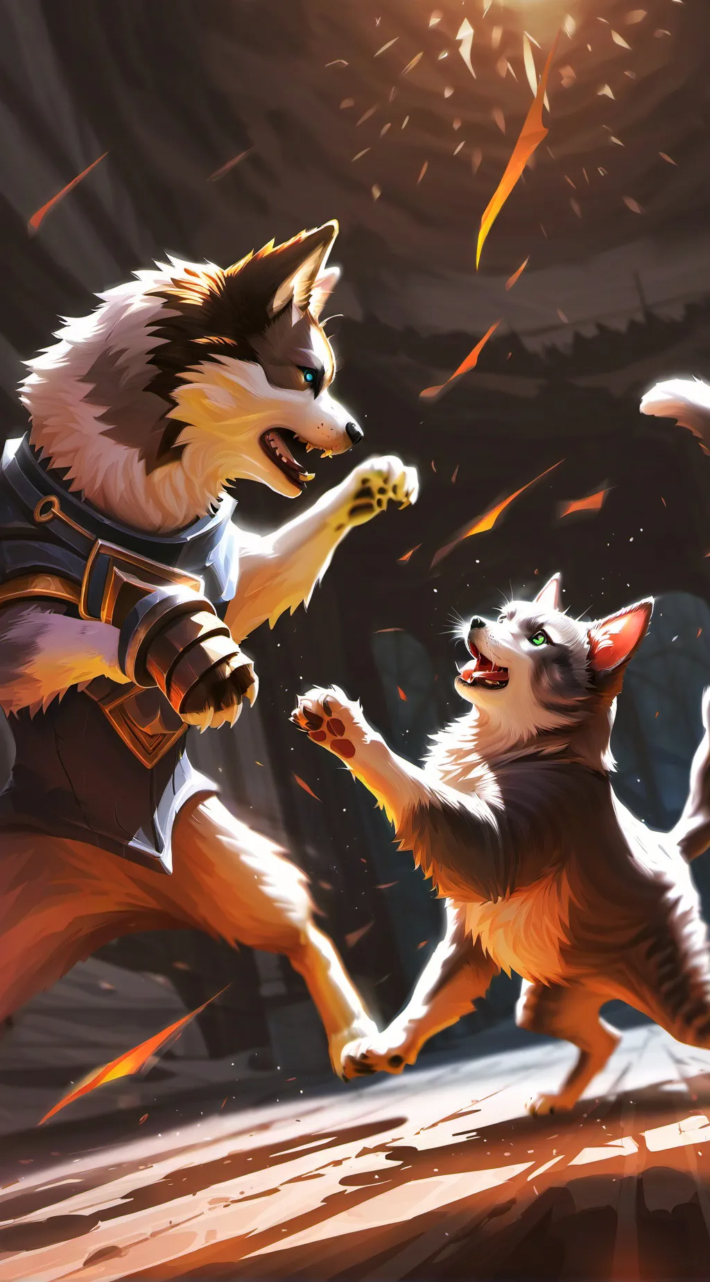 ai character: mom cat vs mom dog background