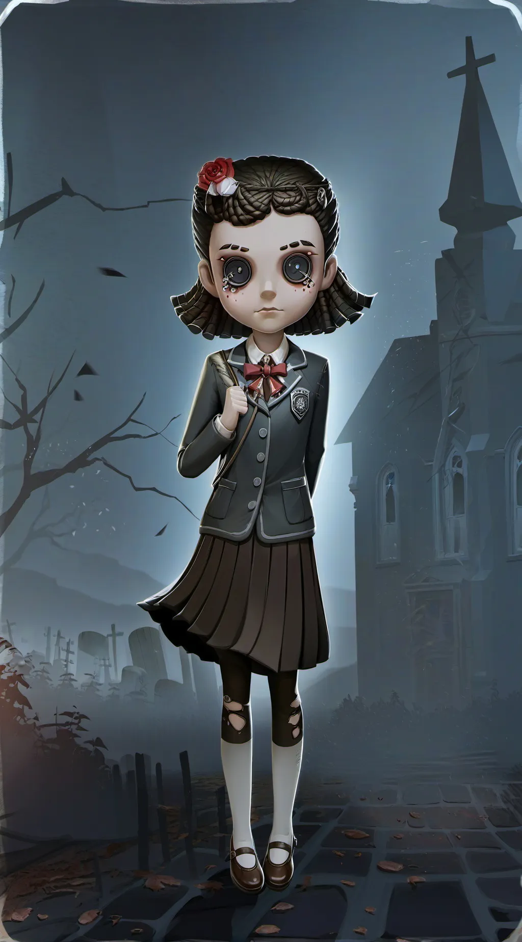 ai character: broken horror scho background
