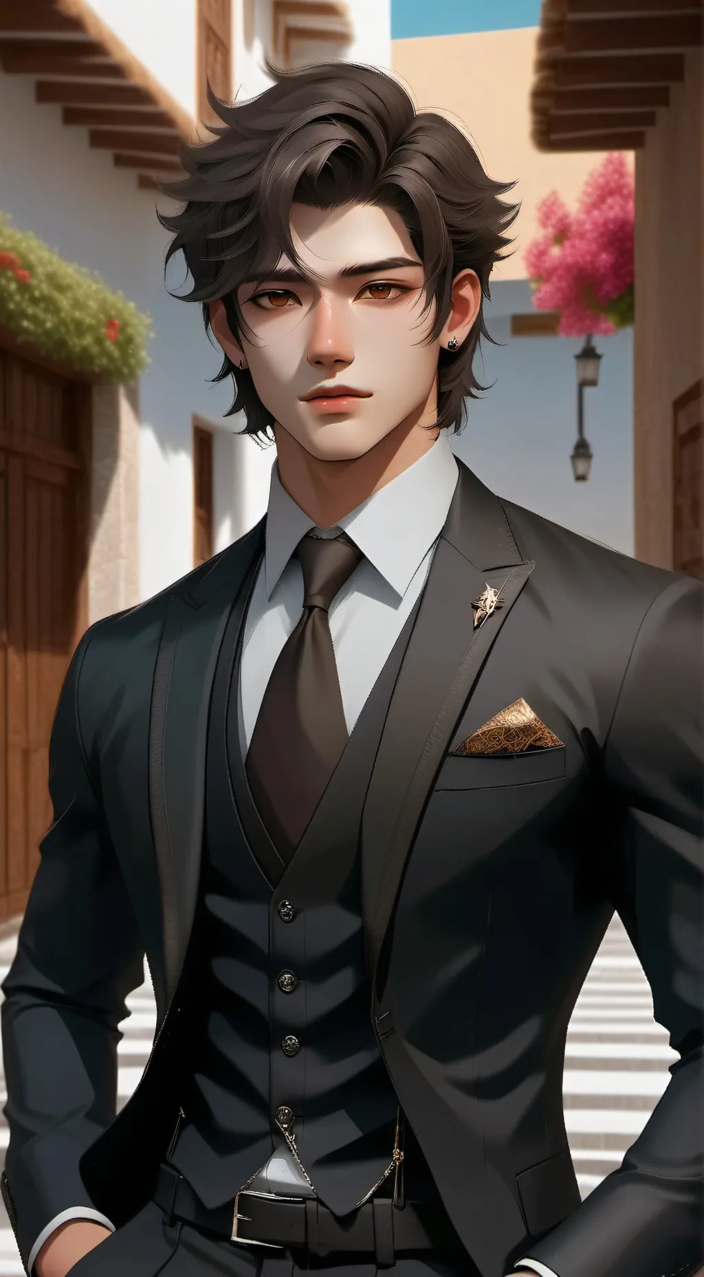 ai character: Evan Mylona background