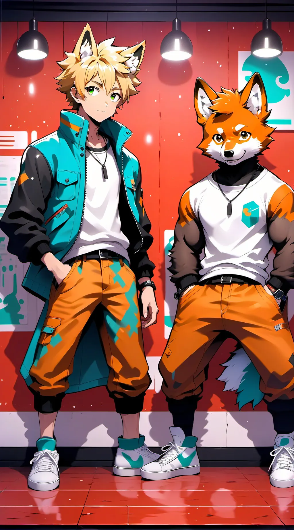 ai character: Blond & Oran background