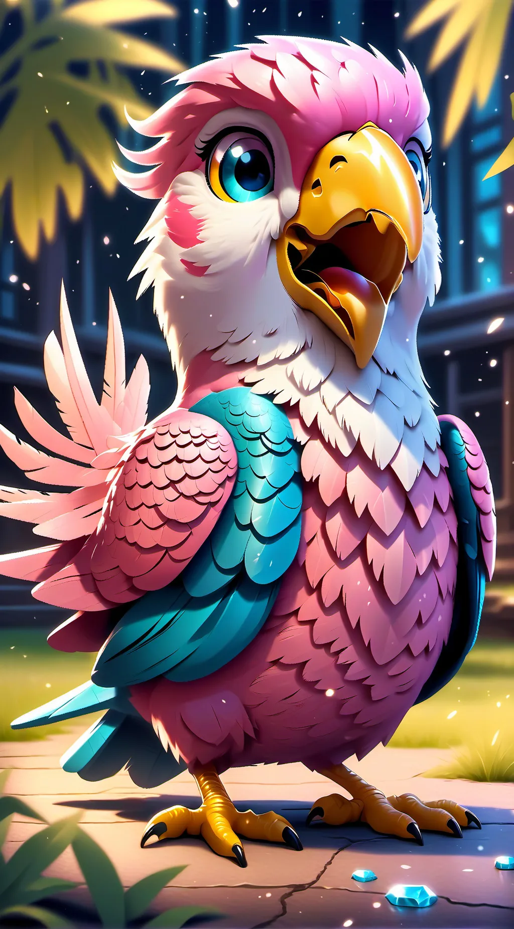 ai character: glitter burd background