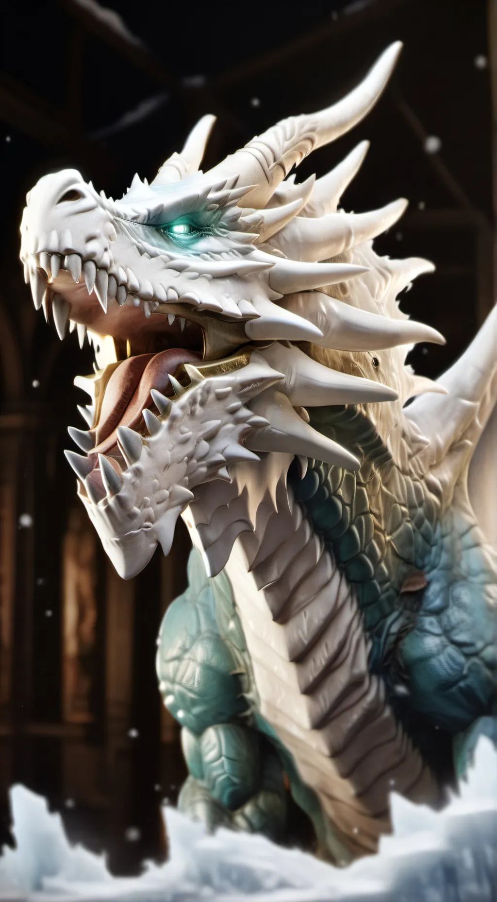 ai character: ice dragon  background