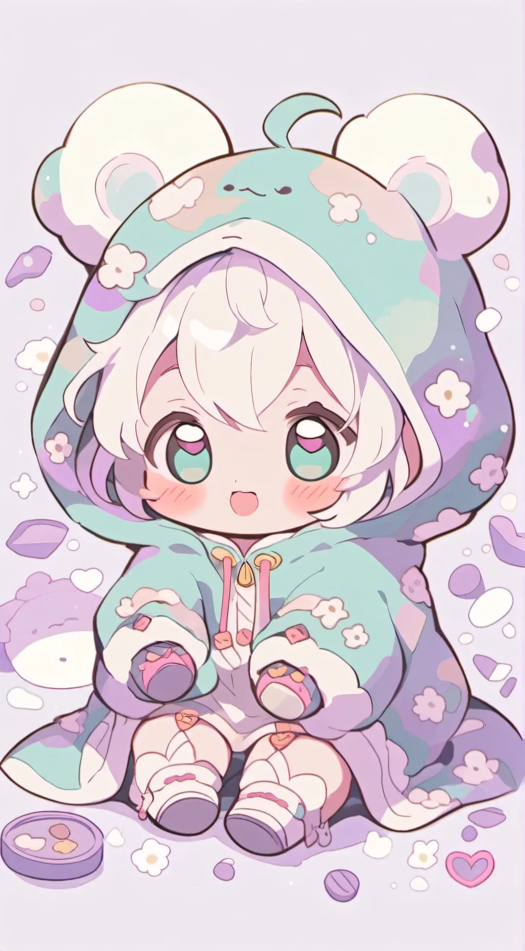 ai character: Baby Snuggies Mall background