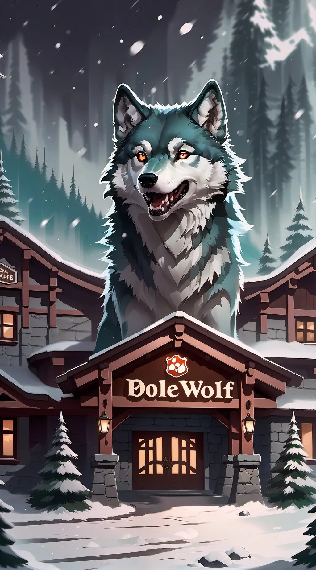 ai character: Great wolf Lodge. background