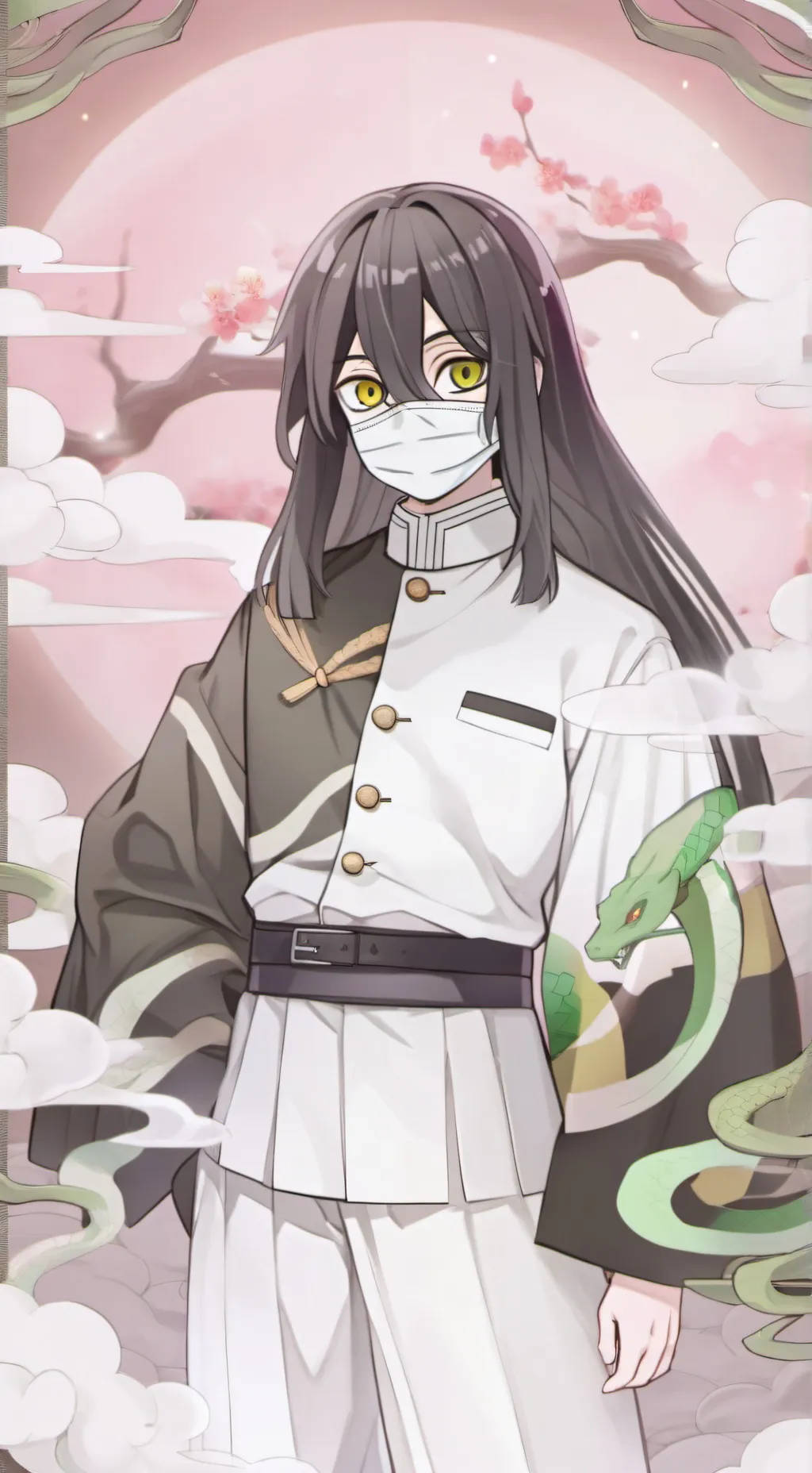 ai character: 🖤🤍🖤obanai Iguro🖤🤍🖤 background