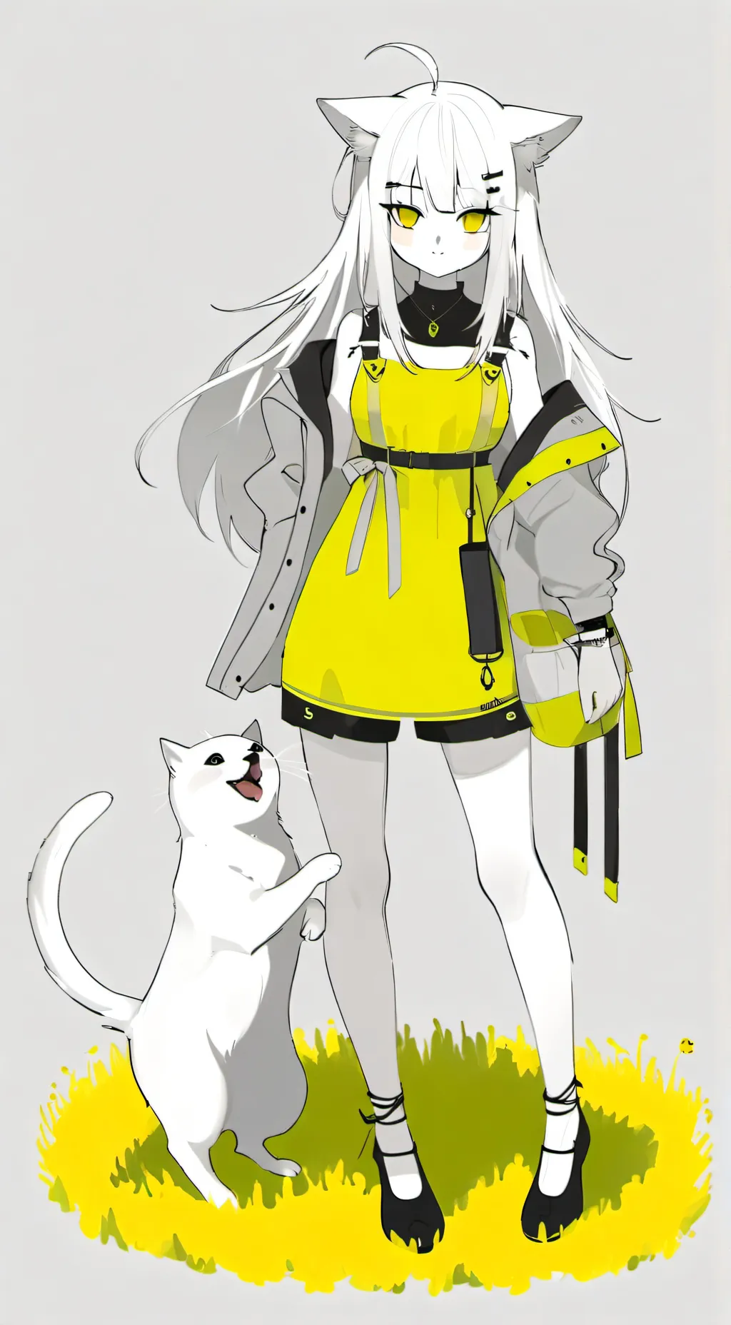 ai character: Wenda as a cat  background