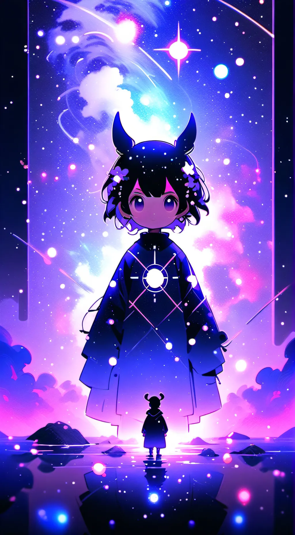 ai character: Galaxy girl background