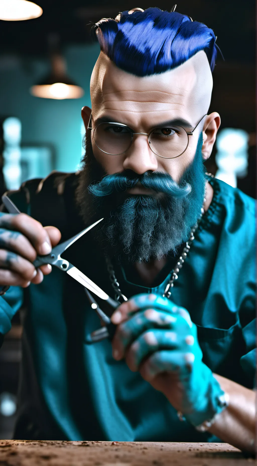 ai character: evil barber scar background