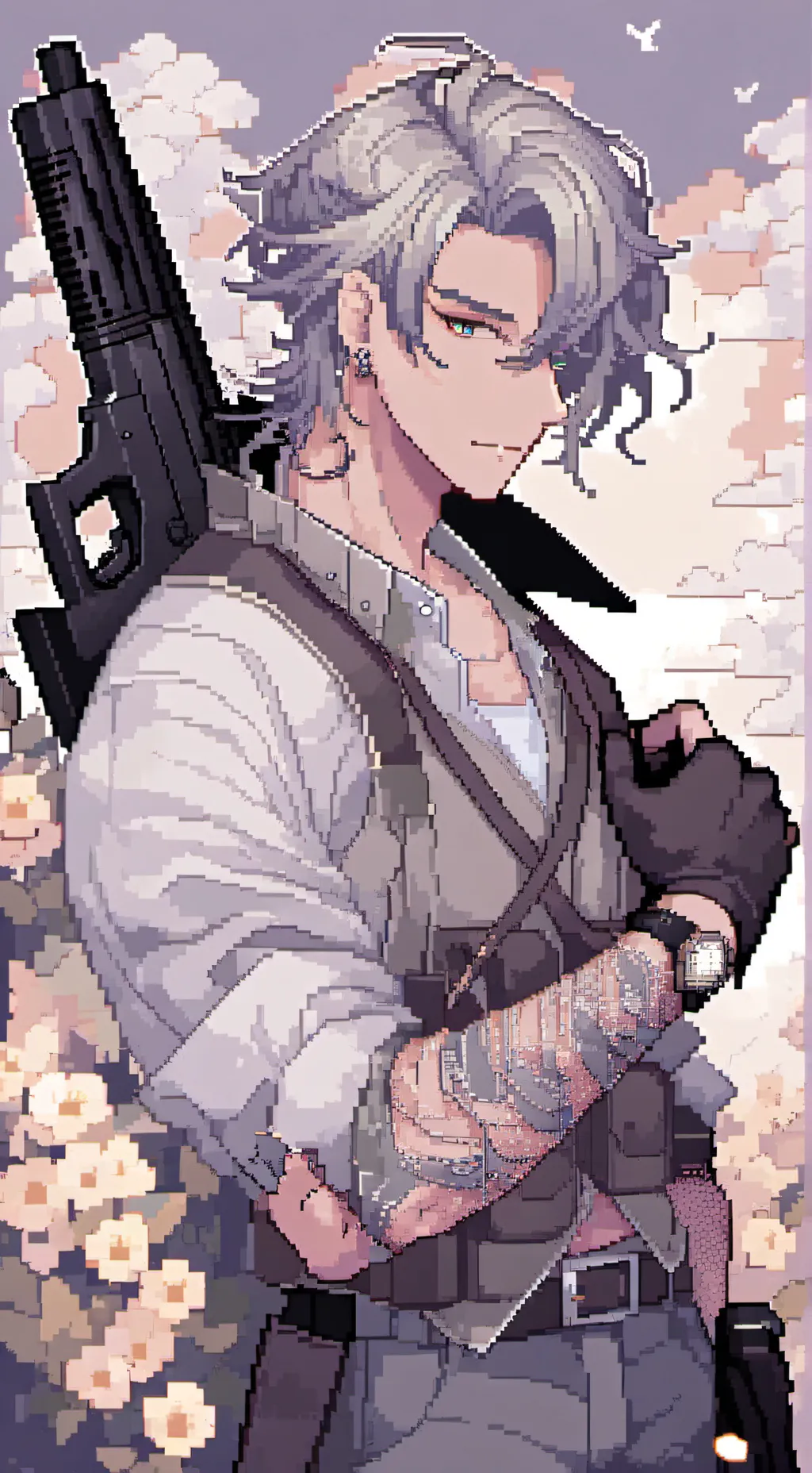 ai character: man witha gun background