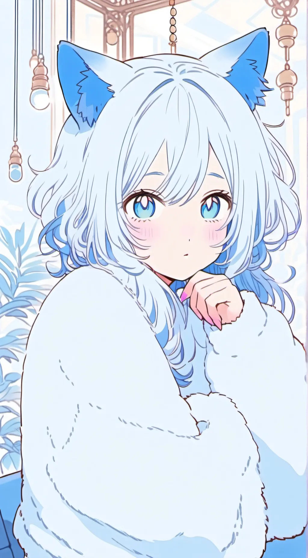 ai character: Blue Moony Furry background