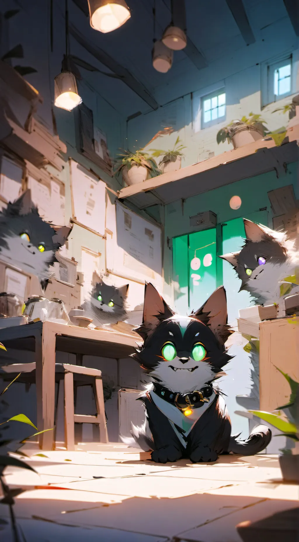ai character: TechnoWhiskers background