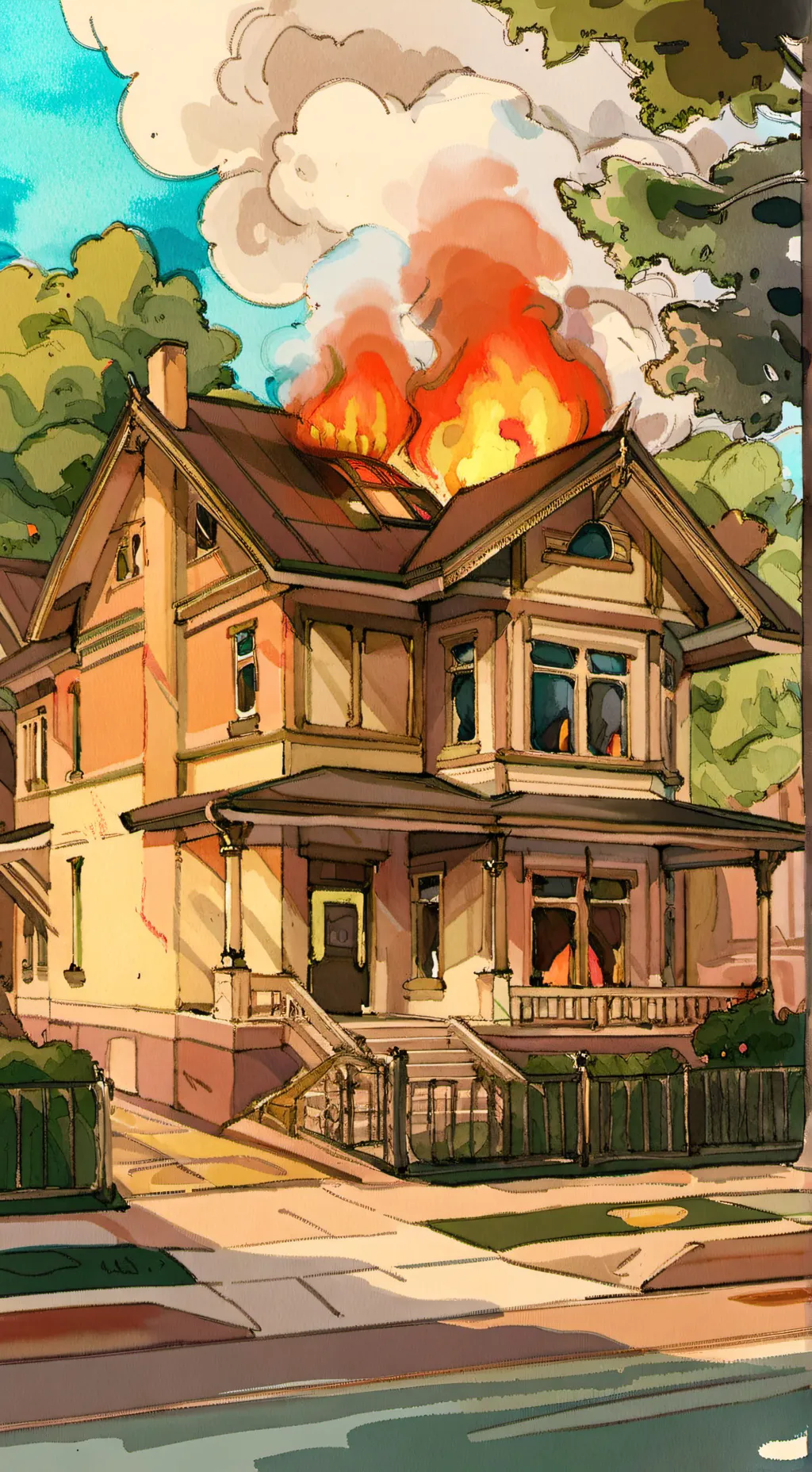 ai character: Fire background