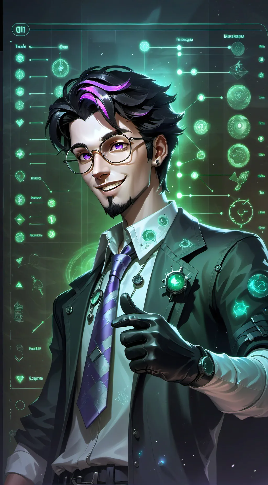 ai character: Dr. Memelord Black background