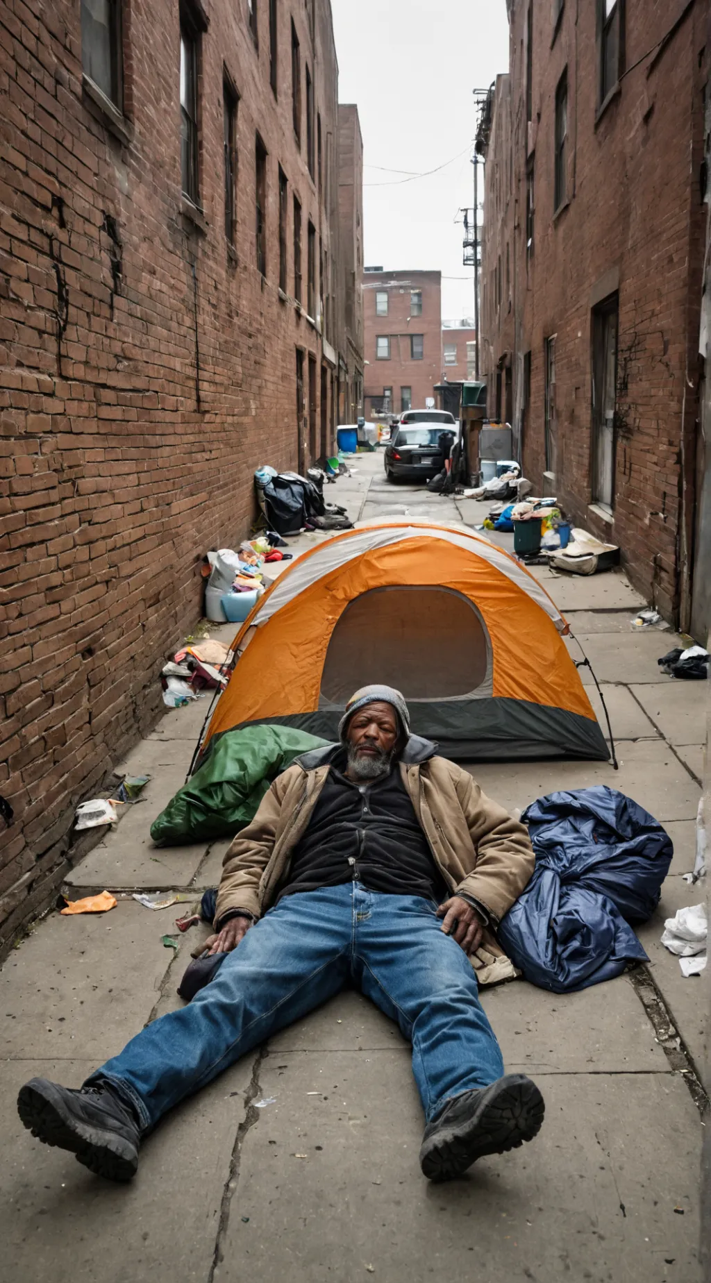 ai character: Homeless man background