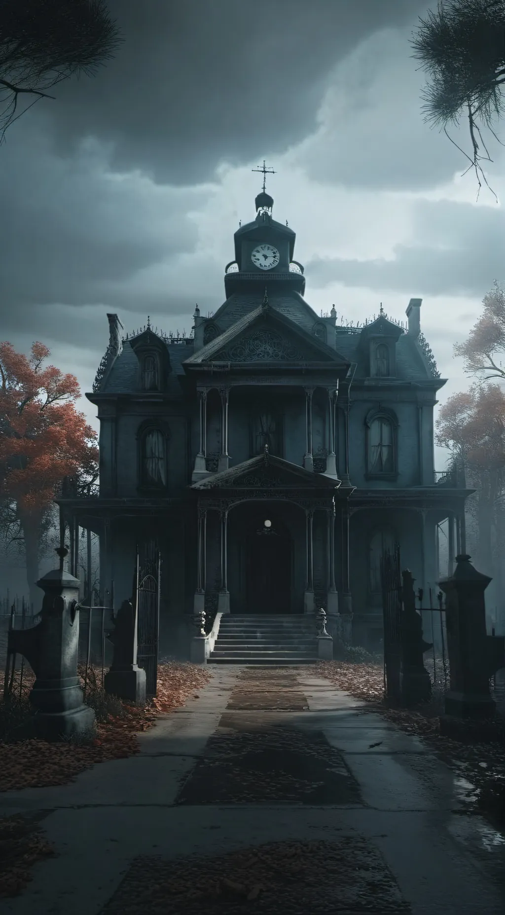 ai character: manoir hantée  background